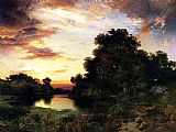 Thomas Moran Famous Paintings - Sunset on Long Island